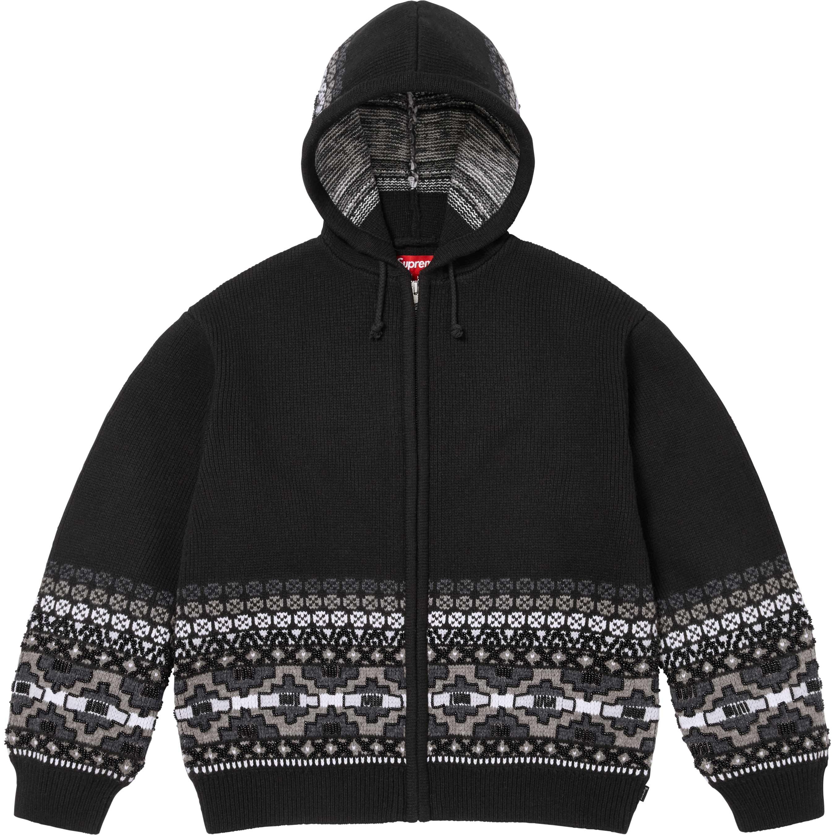 Beaded Zip Up Hooded Sweater view 2